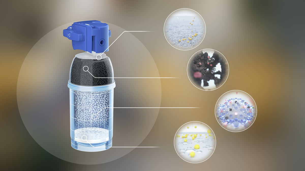 Carica video: Under-sink water filter cartridge shown from different views