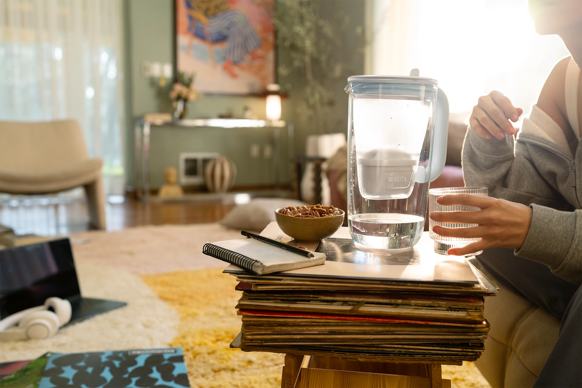 Load video: Glass water filter jug shown from multiple angles